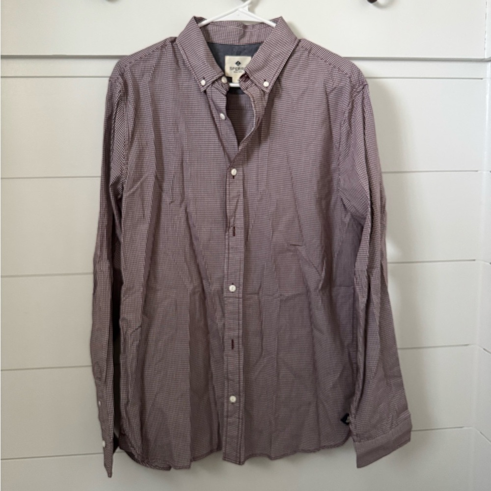 Sperry Red & White Casual Button Down Shirt, Men’s L
